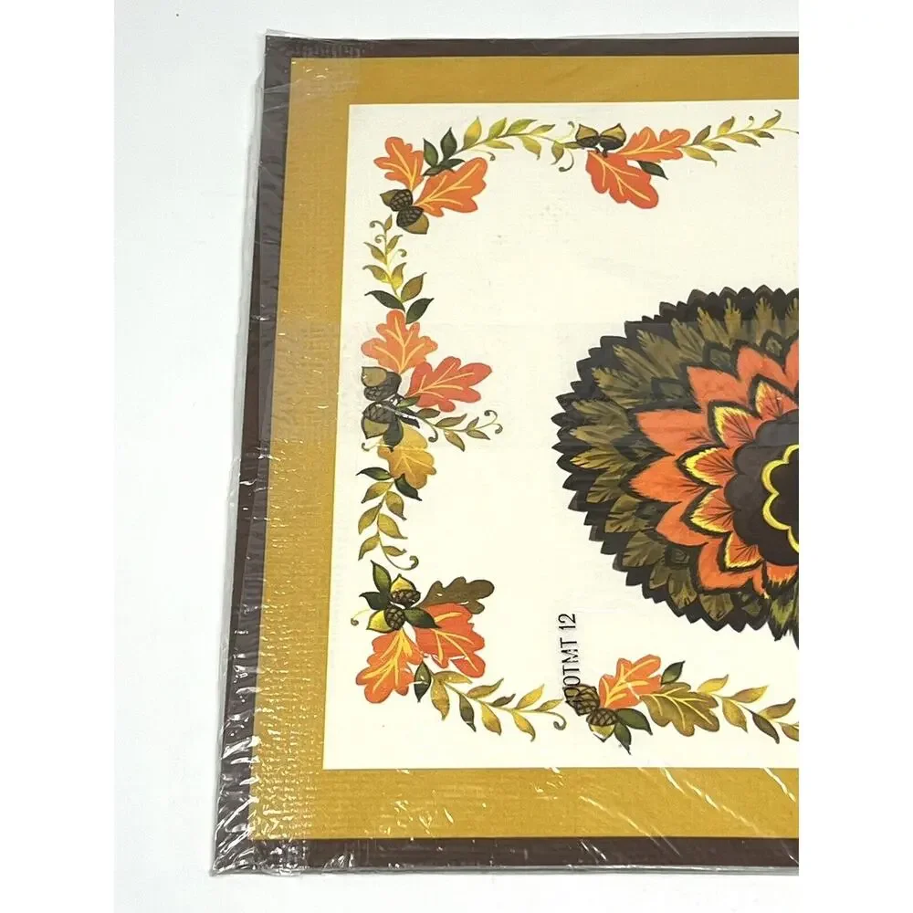 VTG 70s Thanksgiving 8 reusable Placemats Hallmark Plans-a-Party Big Eye Girl